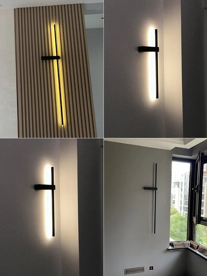 Czarna lampa ścienna, nowoczesna minimalistyczna do sypialni